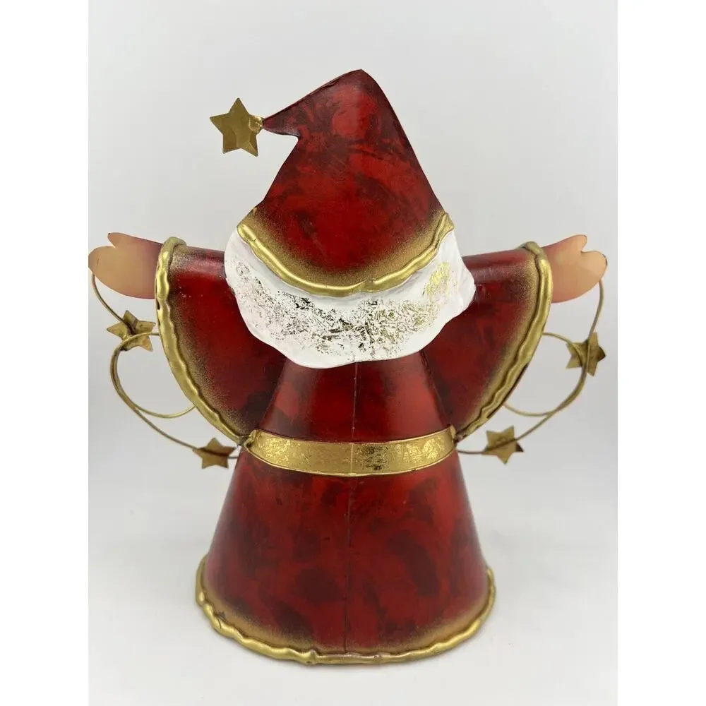 Vintage Holiday Christmas Decorative Metal Tin Santa Claus 8
